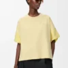 Boxig T-shirt i bomull och silke, ljusgrå/ljus citrin