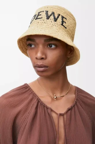 Bucket hat i raffia Natur