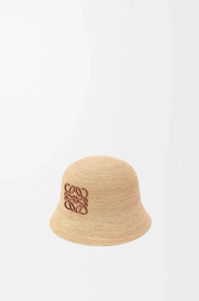 Bucket hat i raffia och kalvskinn Natur Bucket hat i raffia och kalvskinn Natur