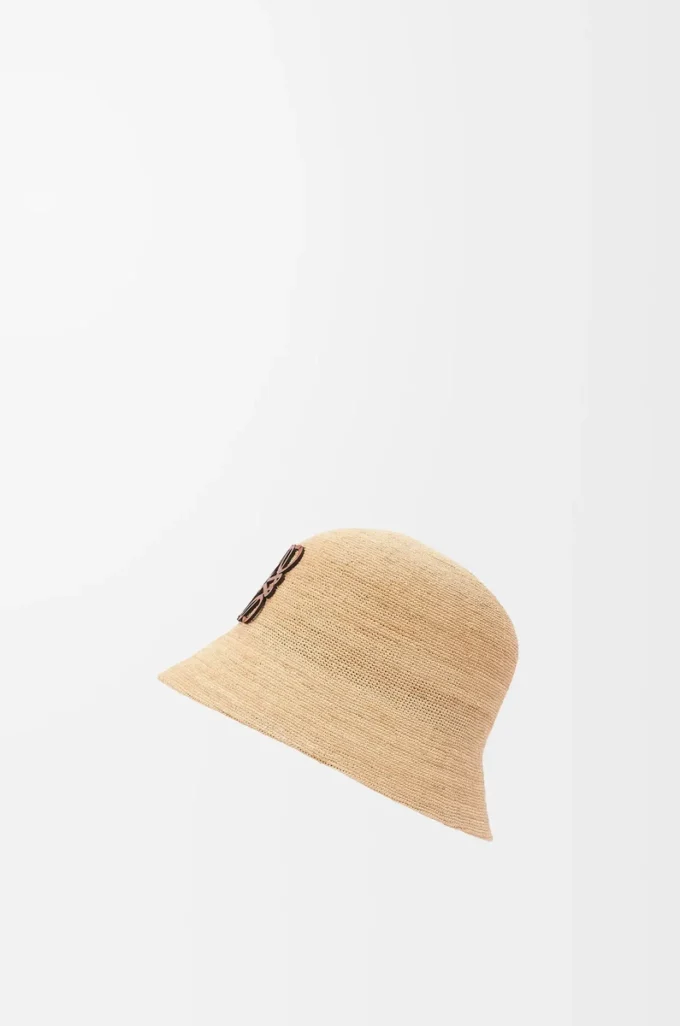 Bucket hat i raffia och kalvskinn Natur Bucket hat i raffia och kalvskinn Natur