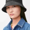 Bucket hat i raffia och kalvskinn Svart Bucket hat i raffia och kalvskinn Svart
