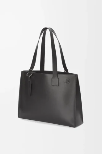 Buckle horisontell tote i klassiskt kalvskinn Svart