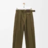 Byxor i bomull och silke Khaki Green Byxor i bomull och silke Khaki Green