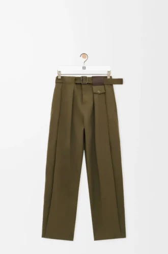 Byxor i bomull och silke Khaki Green