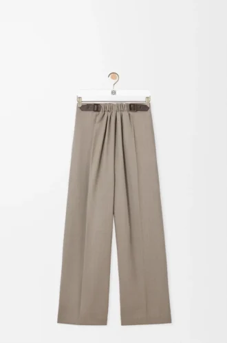Byxor med bälte i ull Beige melange