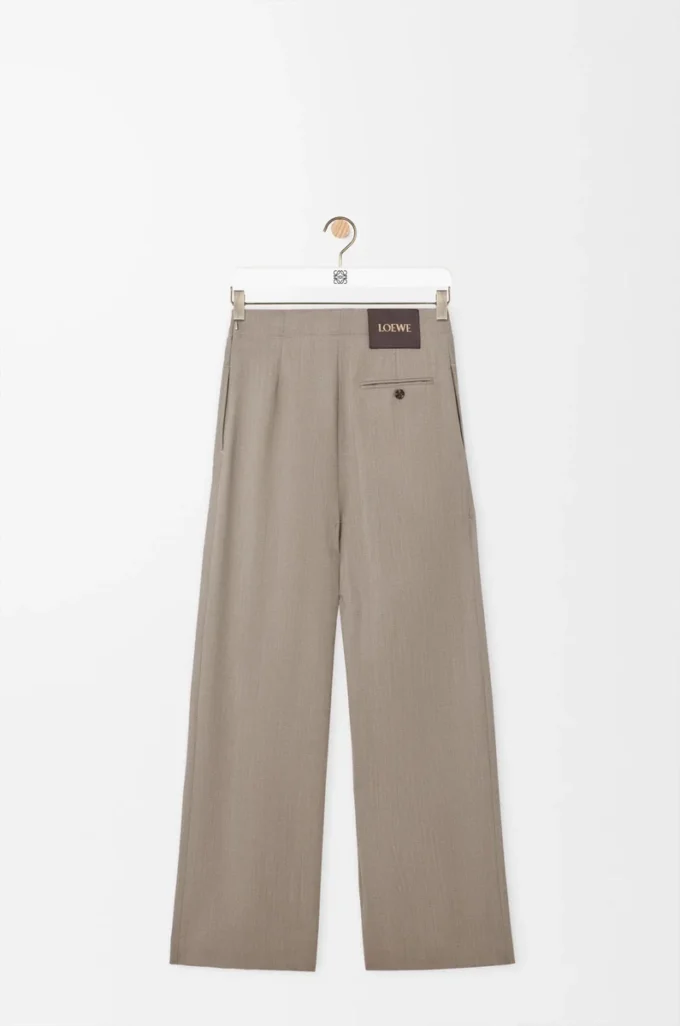 Byxor med bälte i ull Beige melange