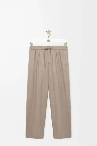 Byxor med dragsko i ull och kashmir Beige Melange