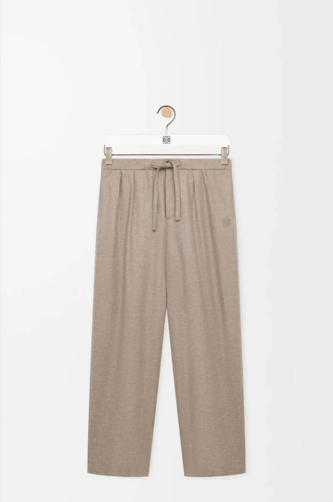 Byxor med dragsko i ull och kashmir Beige Melange Byxor med dragsko i ull och kashmir Beige Melange