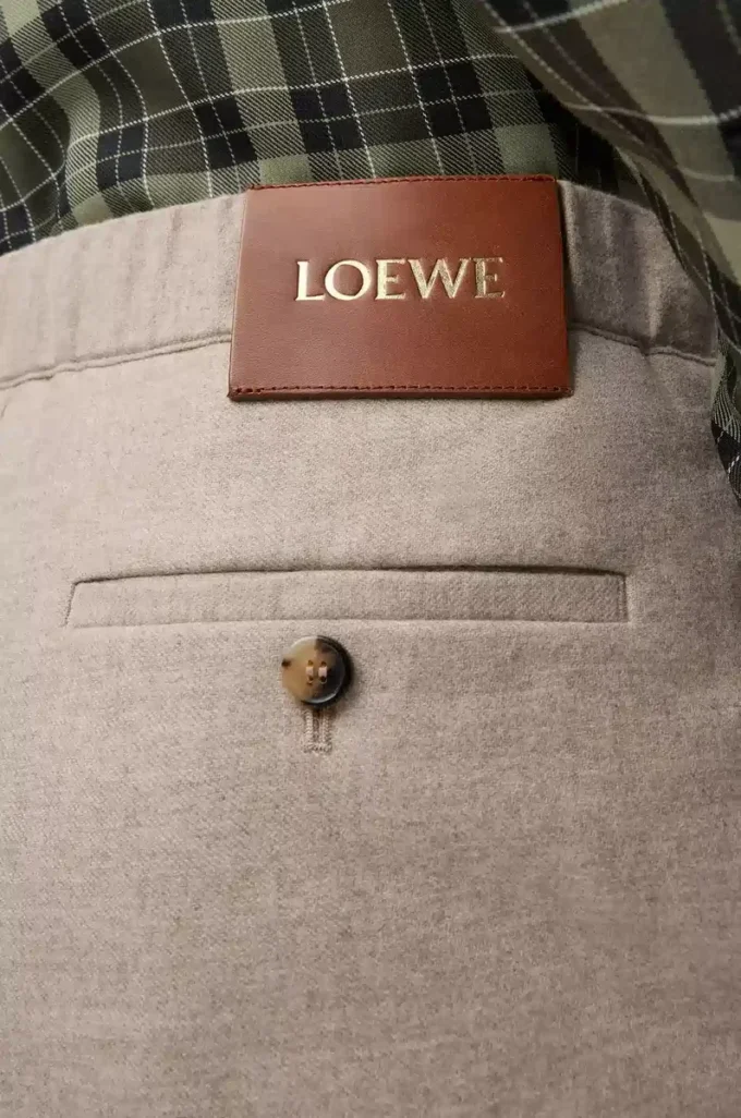 Byxor med dragsko i ull och kashmir Beige Melange Byxor med dragsko i ull och kashmir Beige Melange