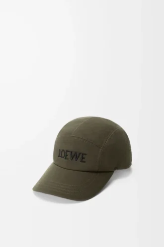 Camp-keps i bomull, mörk khaki