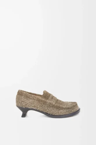 Campo loafers i borstad mocka, khakigrön