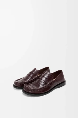 Campo loafers i kalvskinn, vinröd