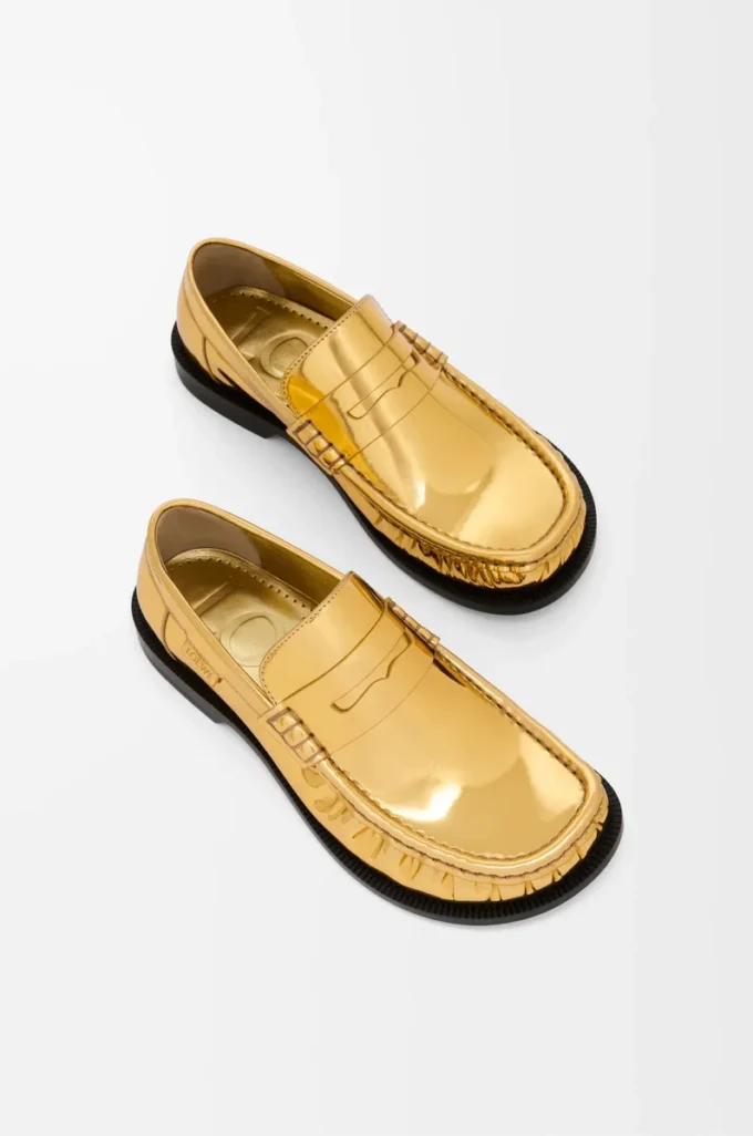 Campo loafers i metalliskt kalvskinn Guld