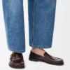 Campo loafers med flik bak i präglat kalvskinn och nappalammskinn Mörkbrun/svart