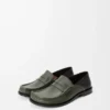 Campo loafers med flik bak i vaxat kalvskinn Sage/Black