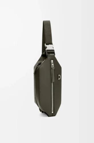 Convertible sling i klassiskt kalvskinn, mörk khaki