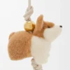 Corgi-berlock i filt och kalvskinn, mjukt vitt/orange