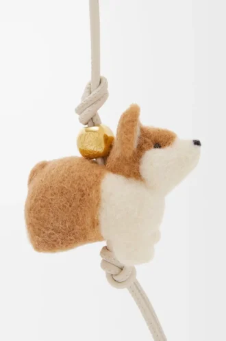 Corgi-berlock i filt och kalvskinn, mjukt vitt/orange