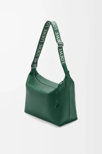 Cubi crossbody-väska i mjukt, slätt kalvskinn och jacquard Evergreen