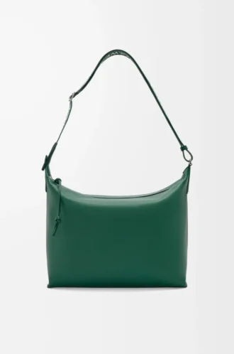 Cubi crossbody-väska i mjukt, slätt kalvskinn och jacquard Evergreen