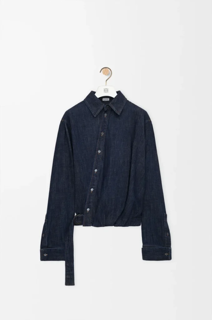 Drapad skjorta i denim Indigo Blue Drapad skjorta i denim Indigo Blue
