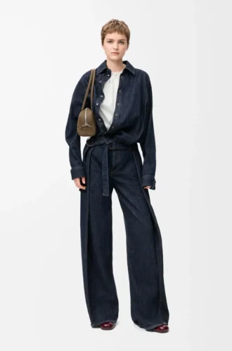 Drapad skjorta i denim Indigo Blue