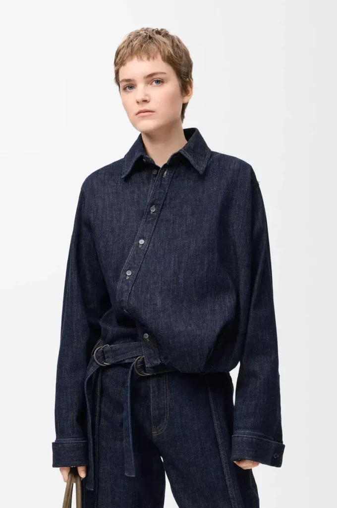 Drapad skjorta i denim Indigo Blue Drapad skjorta i denim Indigo Blue
