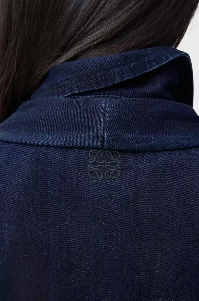 Drapad skjorta i denim, mörk indigo Drapad skjorta i denim, mörk indigo