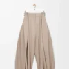 Drapade byxor i bomull och silke Beige