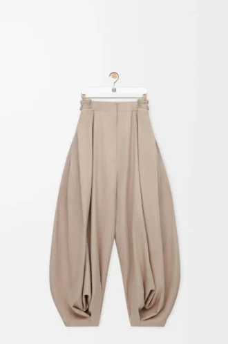 Drapade byxor i bomull och silke Beige Drapade byxor i bomull och silke Beige
