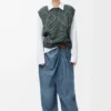 Drapade jeans i denim Indigoblå