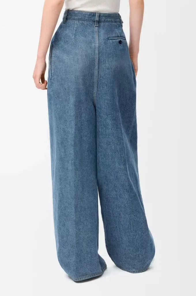 Drapade jeans i denim Indigoblå