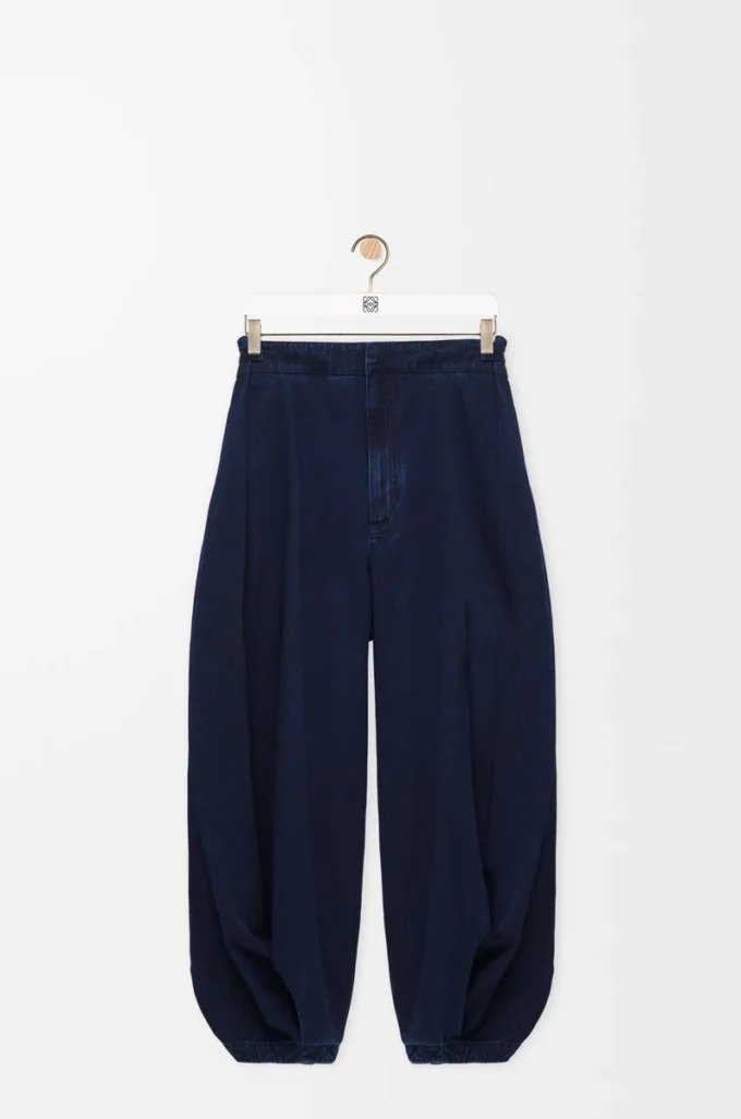 Drapade jeans i denim Mörk indigo