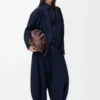 Drapad skjorta i denim, mörk indigo Drapad skjorta i denim, mörk indigo