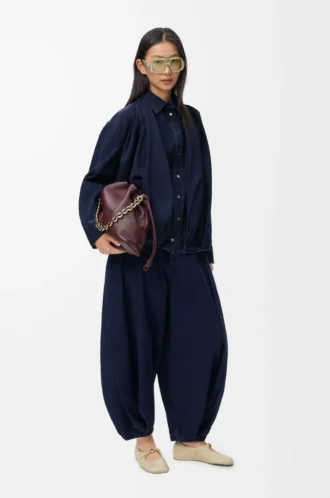 Drapad skjorta i denim, mörk indigo
