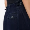 Drapade jeans i denim Mörk indigo