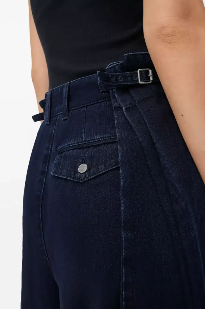 Drapade jeans i denim Mörk indigo