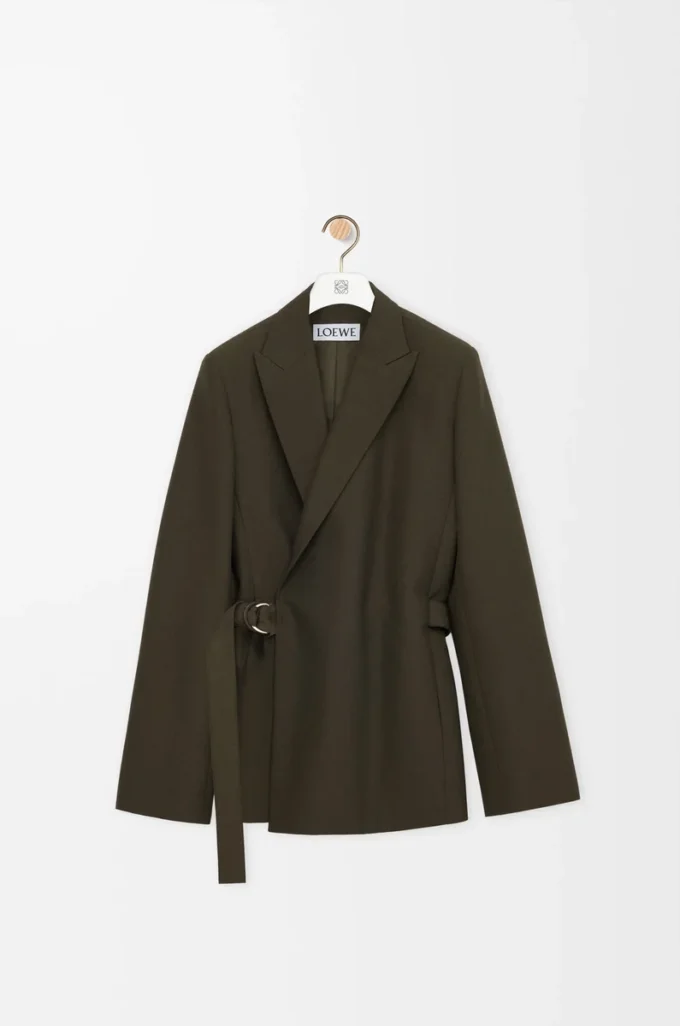 Draped jacket in wool Khaki Green Draped jacket in wool Khaki Green