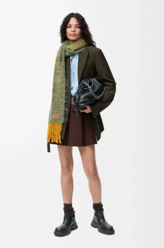 Draped jacket in wool Khaki Green