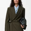 Draped jacket in wool Khaki Green Draped jacket in wool Khaki Green