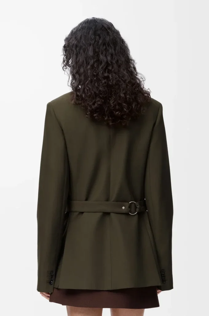 Draped jacket in wool Khaki Green Draped jacket in wool Khaki Green