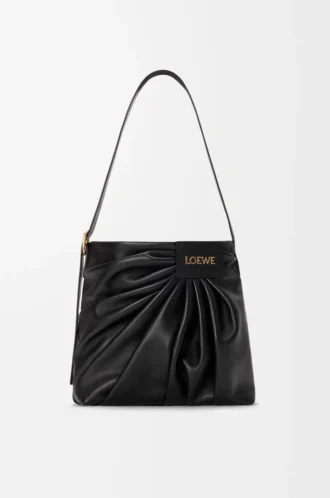 Draped tote i mjukt nappa-lammskinn Svart