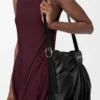 Draped tote i mjukt nappa-lammskinn Svart Draped tote i mjukt nappa-lammskinn Svart