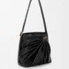 Draped tote i mjukt nappa-lammskinn Svart Draped tote i mjukt nappa-lammskinn Svart