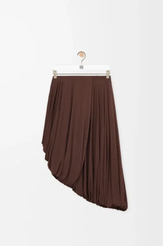Draperad kjol i viskos Kaffe