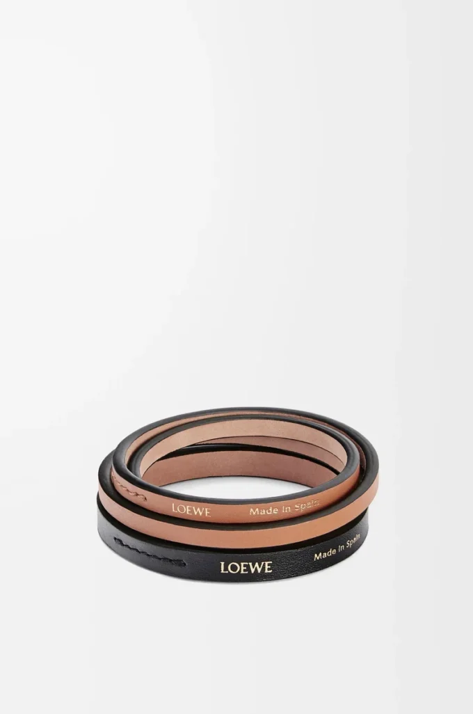 Dubbel armring i klassiskt kalvskinn Black/Tan Dubbel armring i klassiskt kalvskinn Black/Tan