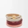 Dubbelt armband i kalvskinn, Light Ghost/Burgundy