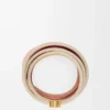 Dubbelt armband i kalvskinn, Light Ghost/Burgundy