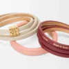 Dubbelt armband i kalvskinn, Light Ghost/Burgundy