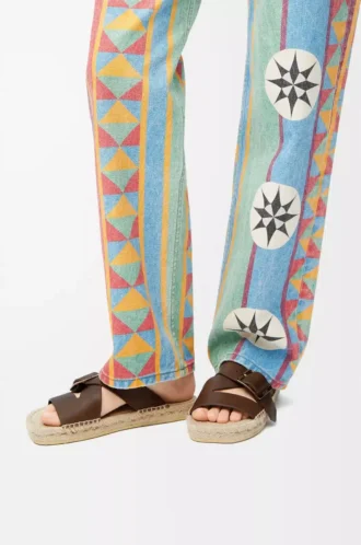 Espadrille-sandaler i vegetabiliskt garvat kalvskinn Bruna
